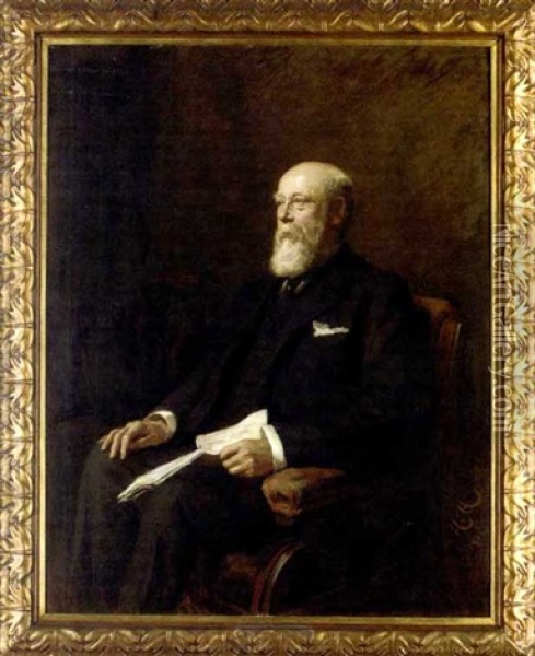 Portrait Of Robert Lewis, Seated Oil Painting - Sir Hubert von Herkomer