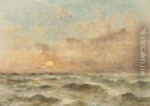Marine At Sunset Oil Painting - Romain Steppe