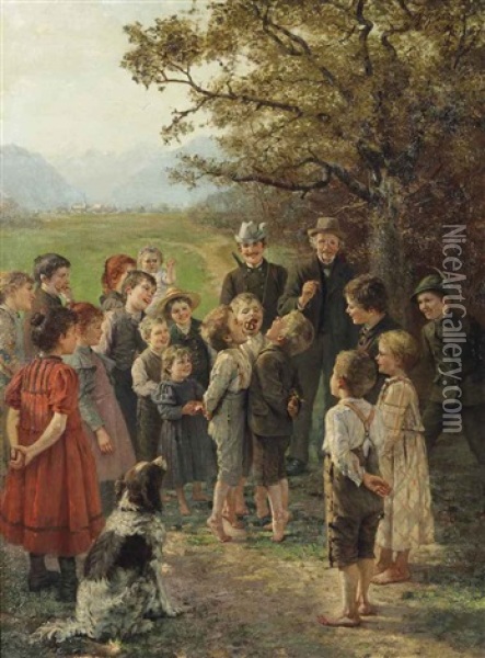 The Pretzl Game Oil Painting - Theodor Kleehaas