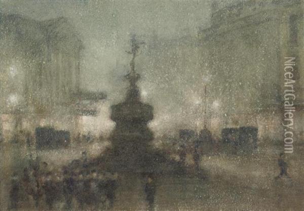 Piccadilly Circus Oil Painting - William Walcot