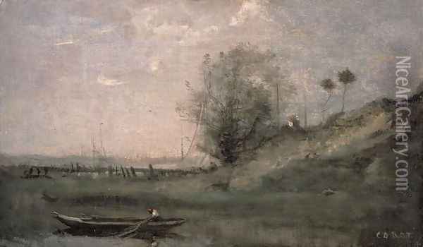 Breakwater, Normandy Oil Painting - Jean-Baptiste-Camille Corot