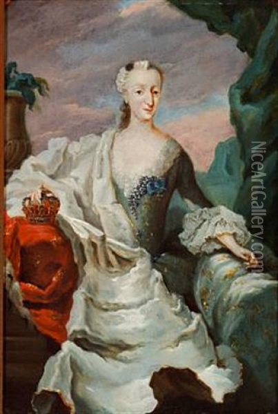Queen Juliane Marie, Wife Of King Frederik V Oil Painting - Carl Gustav Pilo