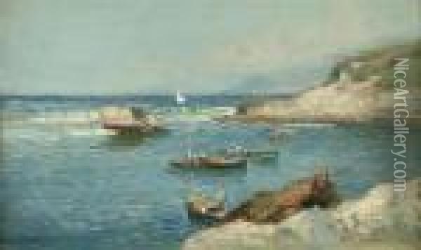 Casting Nets On The Amalfi Coast Oil Painting - Oscar Ricciardi
