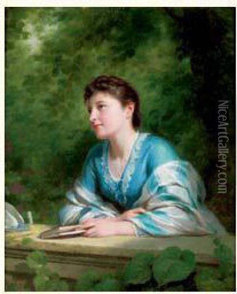 Portrait De Jeune Femme Dans Un Parc Oil Painting - Fritz Zuber-Buhler
