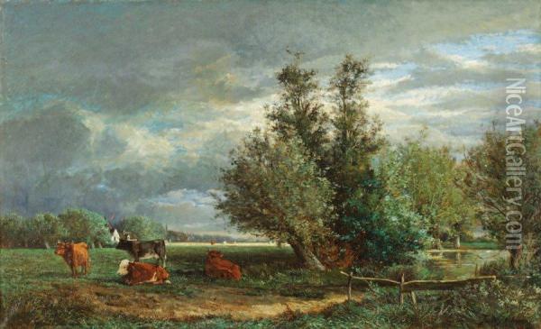 Lande Et Lisiere De Foret Oil Painting - Jules Hereau