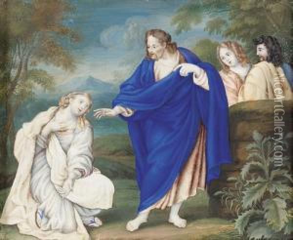 Christus Und Die Samariterin. Oil Painting - Friedrich The Elder Brentel