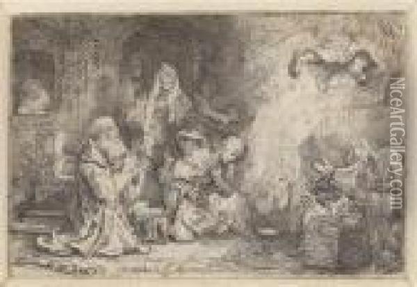Der Engel Vor Der Familie Des Tobias Verschwindend Oil Painting - Rembrandt Van Rijn
