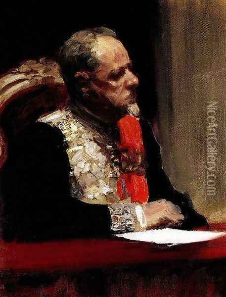 Portrait of Minister of Ways of Communication and member of State Council, Prince Mikhail Ivanovich Khilkov Oil Painting - Ilya Efimovich Efimovich Repin