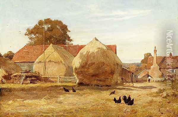 In the Stackyard, 1889 Oil Painting - Edward Wilkins Waite