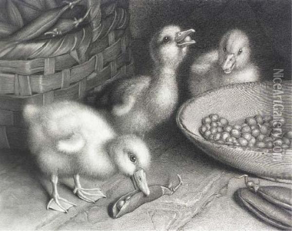 A Ducklings Feast; You've No Chicken; Are You There?; And The Goodold Days Oil Painting - Frank Paton