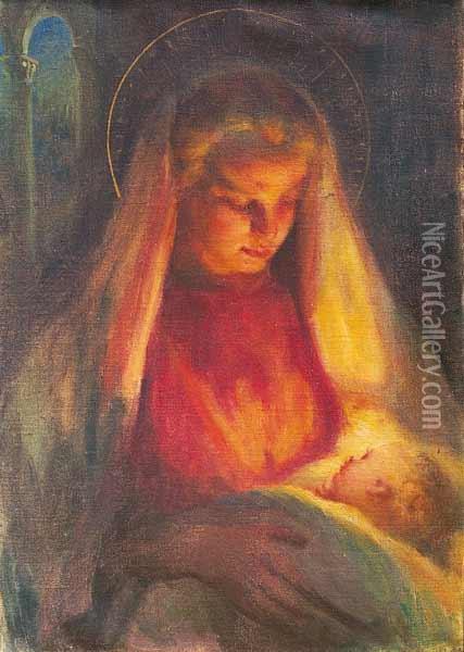 La Virgen Y El Nino Oil Painting - Giuseppe Ghiringhelli