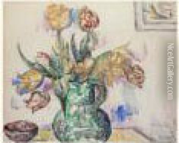 Vase De Tulipes Oil Painting - Paul Signac