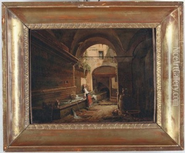 Donna Al Lavatoio Oil Painting - Giovanni Migliara