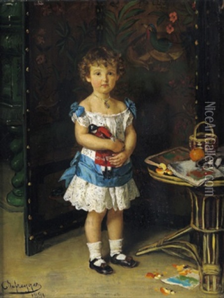 Portrait Josephine Waldsteins Mit Puppe Oil Painting - Franz Von Defregger