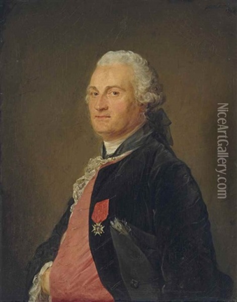 Le Comte D'artois En Uniforme Oil Painting - Jean-Baptiste Perronneau