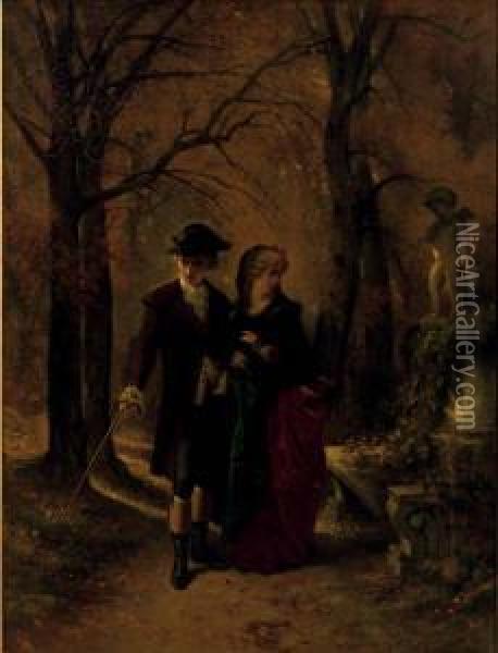 A Stroll In The Park Oil Painting - Francois Claudius Compte-Calix