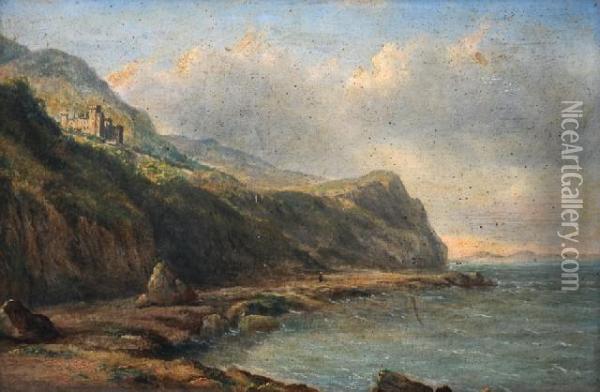 Garron Tower, Coast Of Ireland Oil Painting - Henry C. Gritten