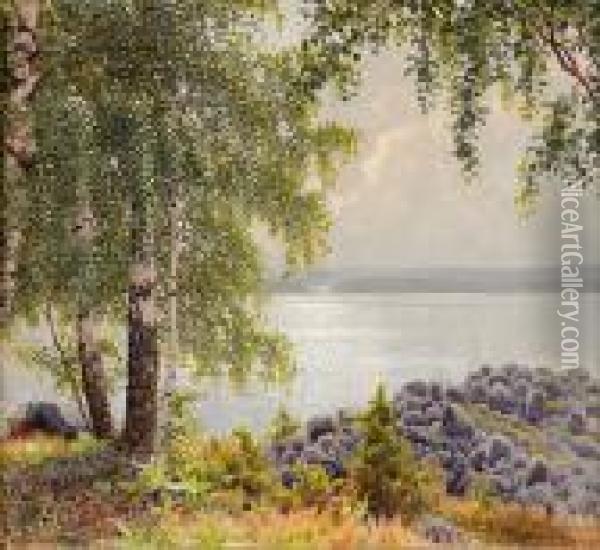 Soldis Over Sjon Racken Oil Painting - Gustaf Fjaestad