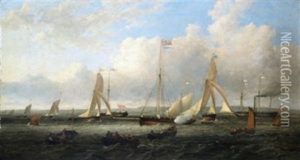 Royal Eastern Yacht Club Regatta, Leith Roads Oil Painting - Edmund Thornton Crawford