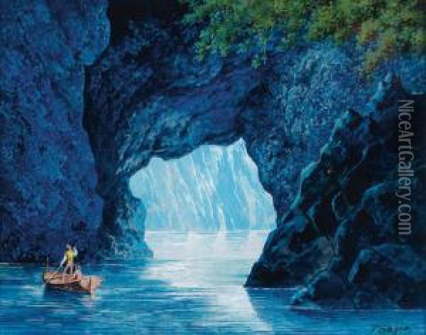 Nella Grotta Azzurra Oil Painting - Franz Sager