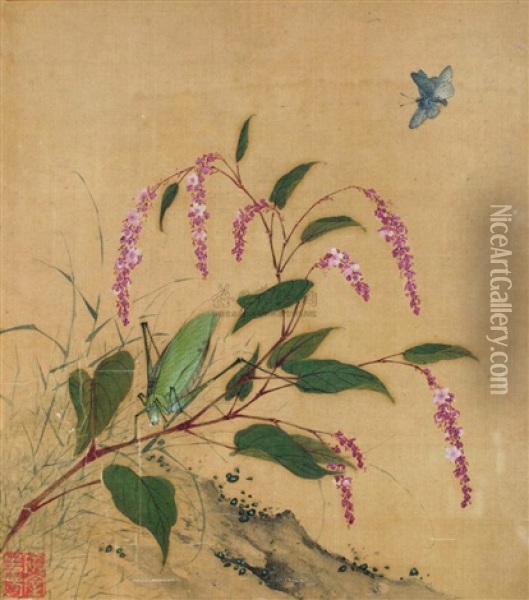 Butterfly And Flowers Oil Painting -  Wang Guxiang