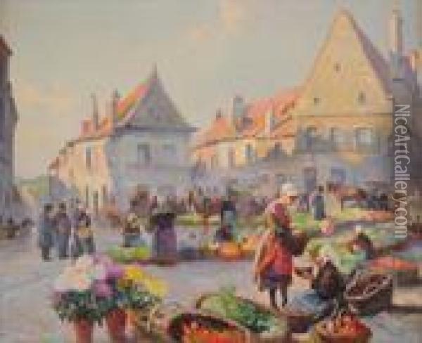 Marktszene Oil Painting - Max Silbert