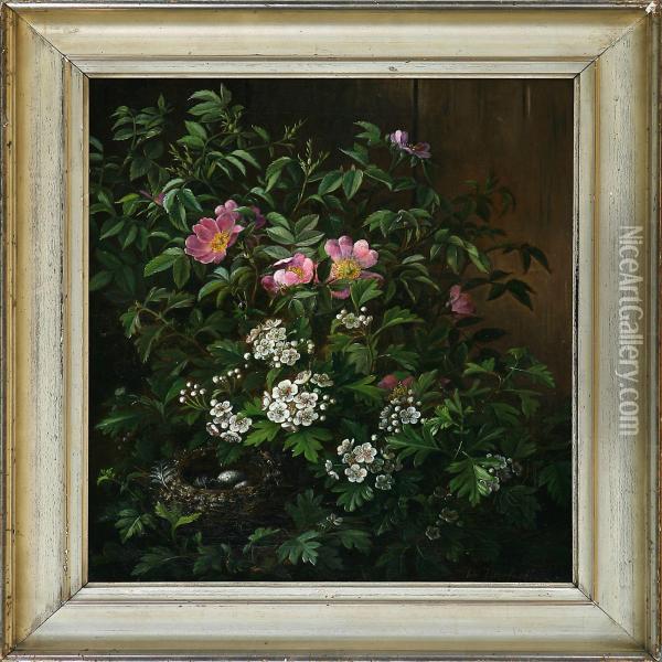 Wild Flowers At A Nest Oil Painting - Ida Marie Margrethe Heerfordt