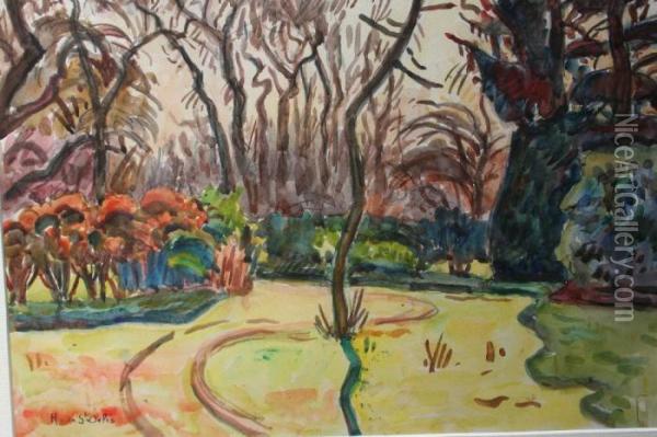 Jardin A Honfleur Oil Painting - Henri Lienard De Saint-Delis