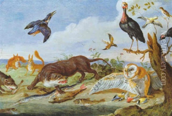 Tiere In Einer Landschaft Oil Painting - Jan van Kessel the Elder