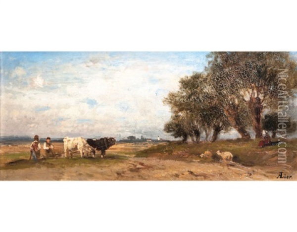 Landschaft Mit Ochsengespann Oil Painting - Adolf Heinrich Lier