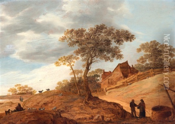 Heuvellandschap Met Herders En Vee Oil Painting - Pieter De Molijn