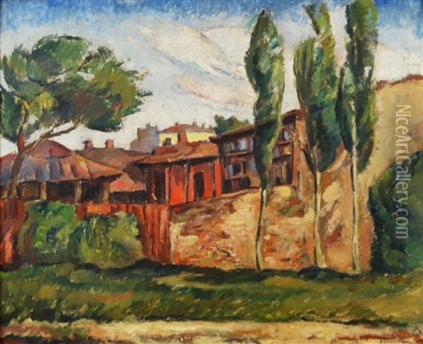 Landscape With Houses Oil Painting - Petre Iorgulescu Yor