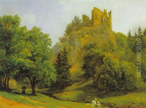Burg Kromberg Bei Brixlegg Oil Painting - Thomas Ender