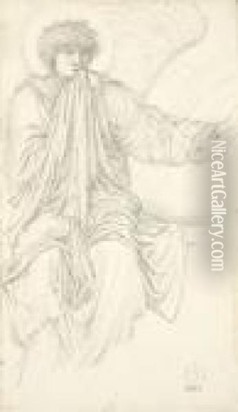 Study Of An Angel Oil Painting - Sir Edward Coley Burne-Jones