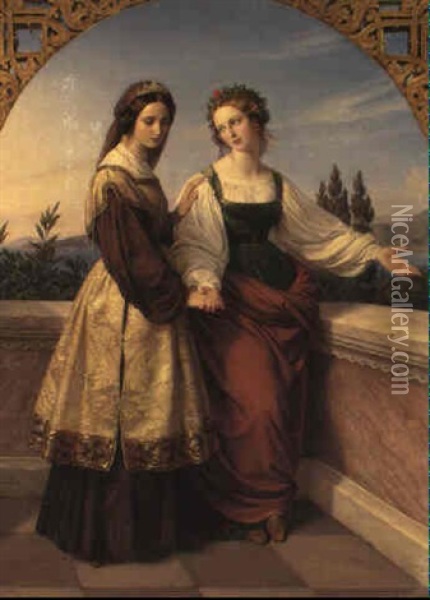 Die Beiden Leonoren Oil Painting - Carl Ferdinand Sohn
