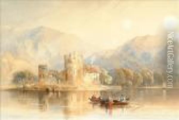 Lake Of Toblino,tyrol Oil Painting - Cornelius Pearson