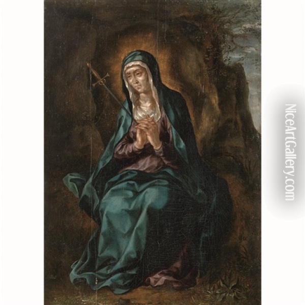 Vierge De Douleur Oil Painting - Hendrick De Clerck