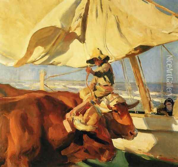 Afternoon Sun, Playa de Valencia Oil Painting - Joaquin Sorolla Y Bastida