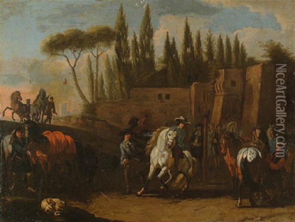 Reitschule Oil Painting - Pieter van Bloemen