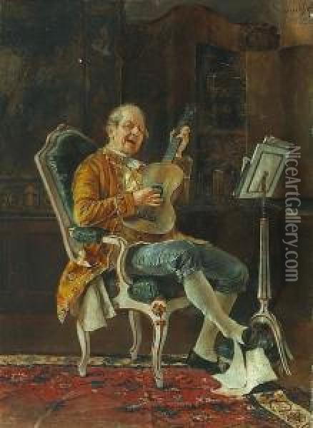 The Musician Oil Painting - Leopold Schmutzler