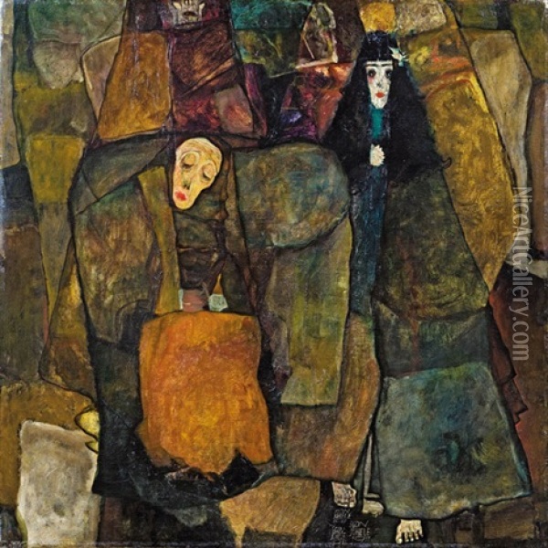 Prozession Oil Painting - Egon Schiele