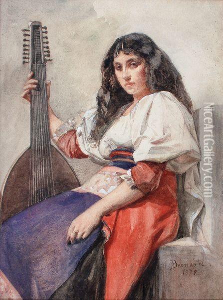 Jeune Musicienne Italienne Oil Painting - Paul Albert Besnard