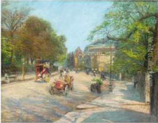 View Of The Albert Hall Oil Painting - Albert Ludovici