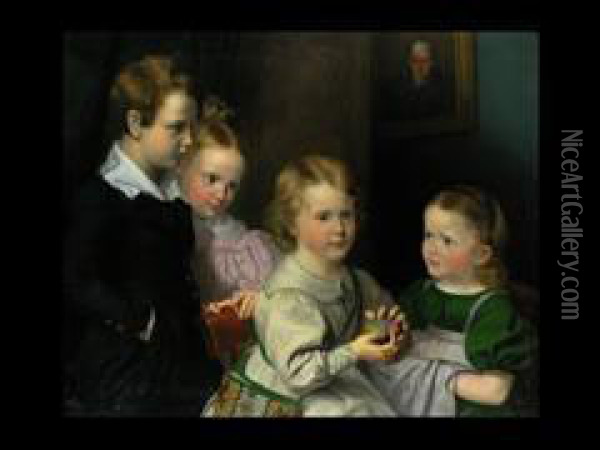 Die Kinder Der Bonner Familie Simrock Oil Painting - Karl Joseph Begas