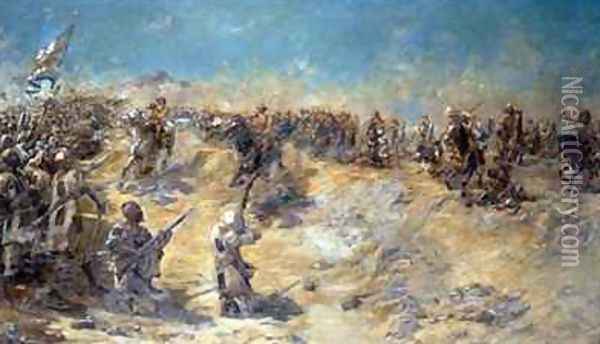 Charge of the 21st Lancers at the Battle of Omdurman on 2nd September 1898 Oil Painting - Edward Matthew Hale