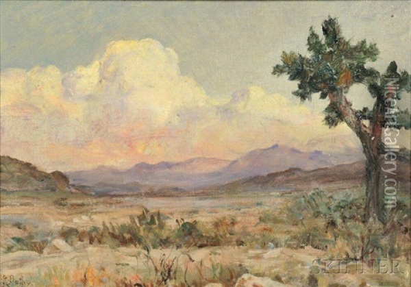American West Landscape With Tree Oil Painting - Howard Russell Butler