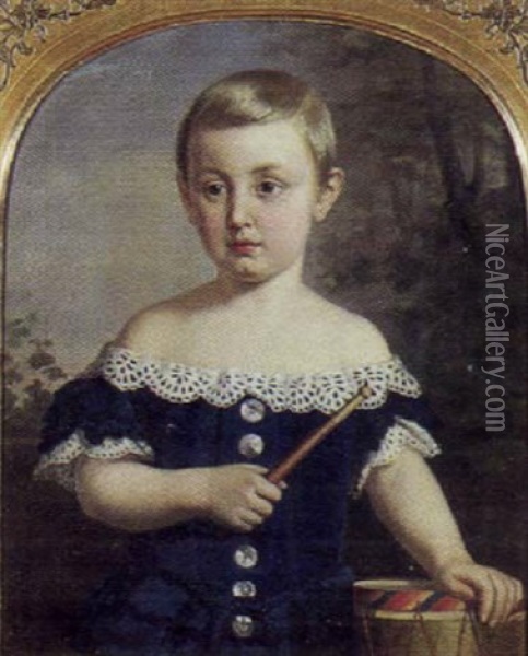 Portraet Af Kammerherre Greve Axel Pontus Von Rosen Som Barn Oil Painting - Amalia Lindegren