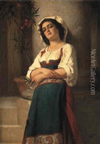 The Peasant Girl Oil Painting - Charles Zacharie Landelle