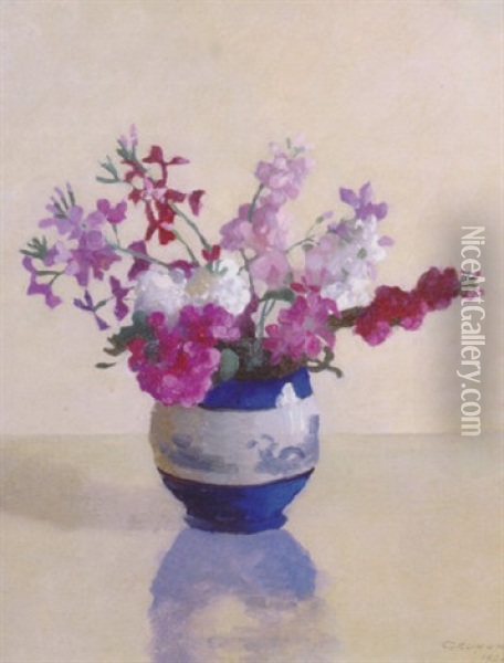 Stocks In A Vase Oil Painting - Elioth Gruner