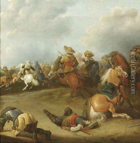 A cavalry battle a fragment Oil Painting - Palamedes Palamedesz. (Stevaerts, Stevens)